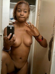 Amateur stunning black teen takes naked self-shot pictures