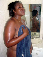 Beautiful juicy black mommy wet after a shower
